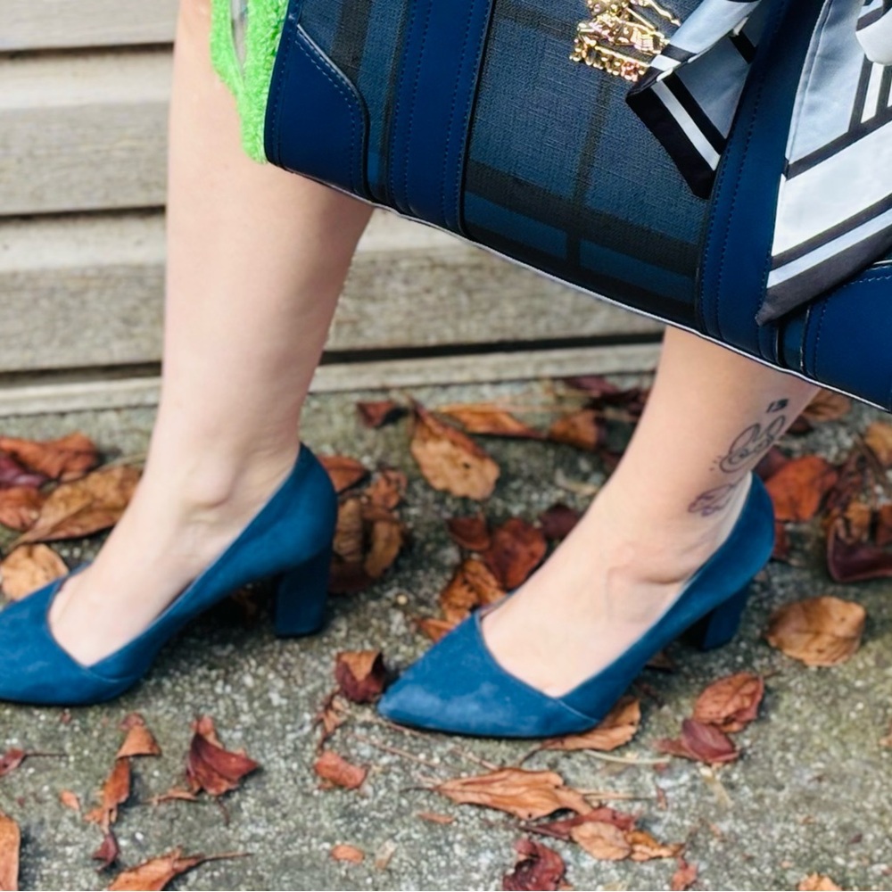 Franco Sarto Blue Suede Heels